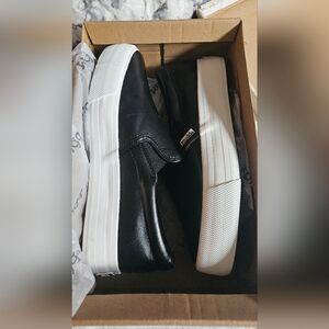 Vans Black and White Slip-On Shoes